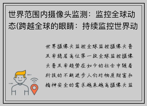 世界范围内摄像头监测：监控全球动态(跨越全球的眼睛：持续监控世界动态)